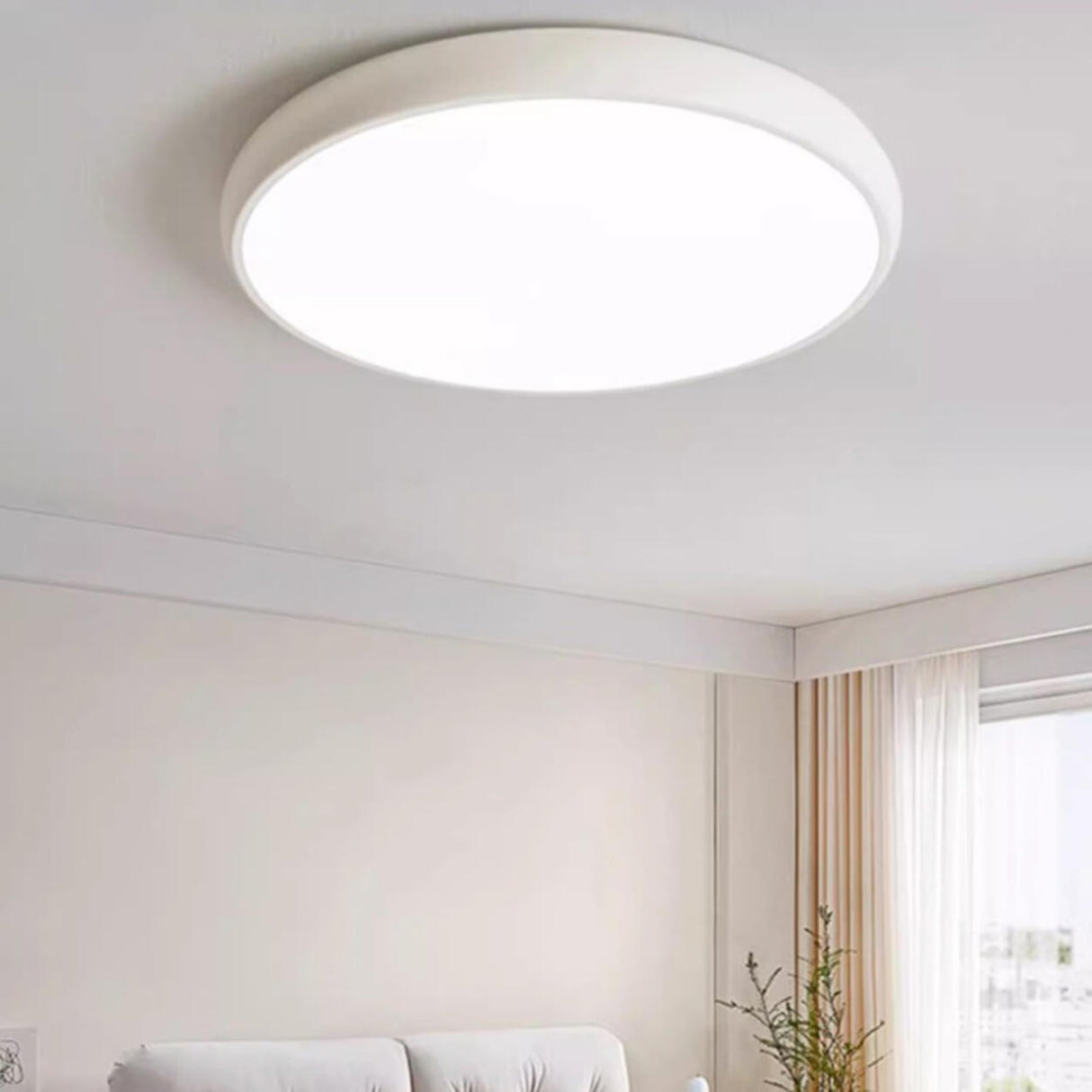 Bedroom Simple Yellow Round Flush Mount Ceiling Light Image - 20