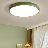 Bedroom Simple Yellow Round Flush Mount Ceiling Light Image - 5