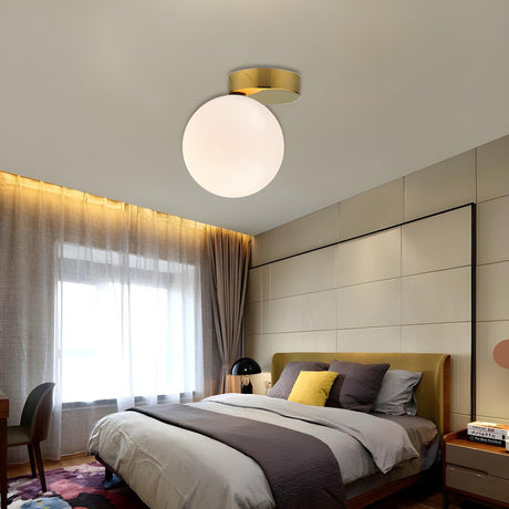 Bedroom Simplicity Gold Globe Glass Flush Mount Light Image - 1