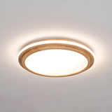 Bedroom Simplistic Wood Circle Flush Mount Ceiling Lamp Image - 13