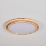 Bedroom Simplistic Wood Circle Flush Mount Ceiling Lamp Image - 15