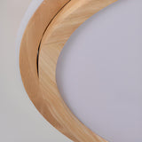 Bedroom Simplistic Wood Circle Flush Mount Ceiling Lamp Image - 16