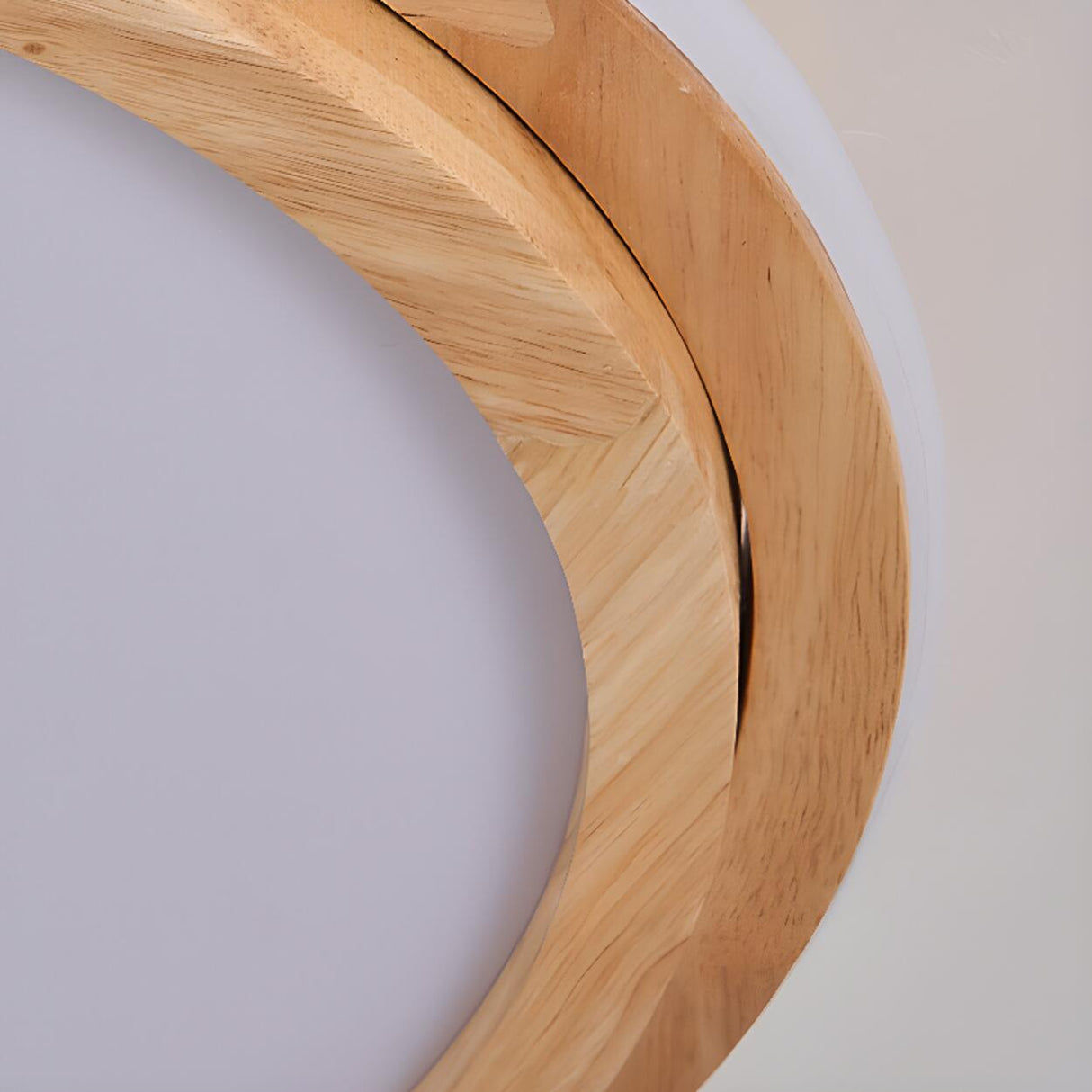 Bedroom Simplistic Wood Circle Flush Mount Ceiling Lamp Image - 18