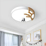 Bedroom Small Deer White Round LED Flush Mount Light Image - 1