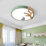 Bedroom Small Deer White Round LED Flush Mount Light Image - 10