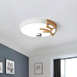 Bedroom Small Deer White Round LED Flush Mount Light Image - 2