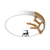 Bedroom Small Deer White Round LED Flush Mount Light Image - 3