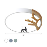 Bedroom Small Deer White Round LED Flush Mount Light Image - 4