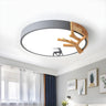 Bedroom Small Deer White Round LED Flush Mount Light Image - 5