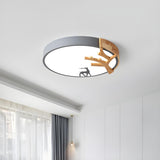 Bedroom Small Deer White Round LED Flush Mount Light Image - 7