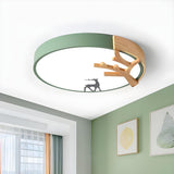 Bedroom Small Deer White Round LED Flush Mount Light Image - 9