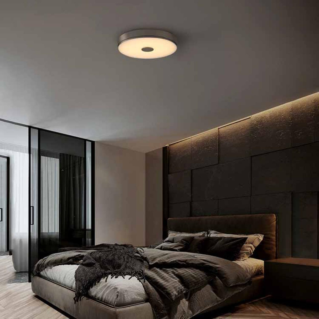 Bedroom Small Round LED Flush Mount Ceiling Light Image - 2