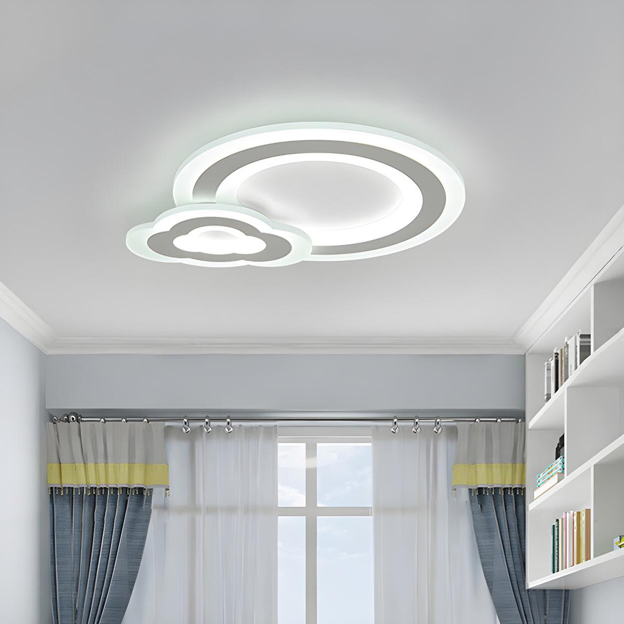 Bedroom Small White Star LED Flush Mount Ceiling Light Image - 6