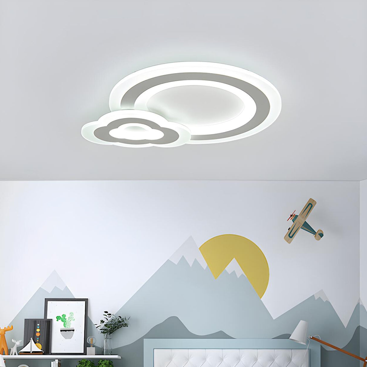 Bedroom Small White Star LED Flush Mount Ceiling Light Image - 7