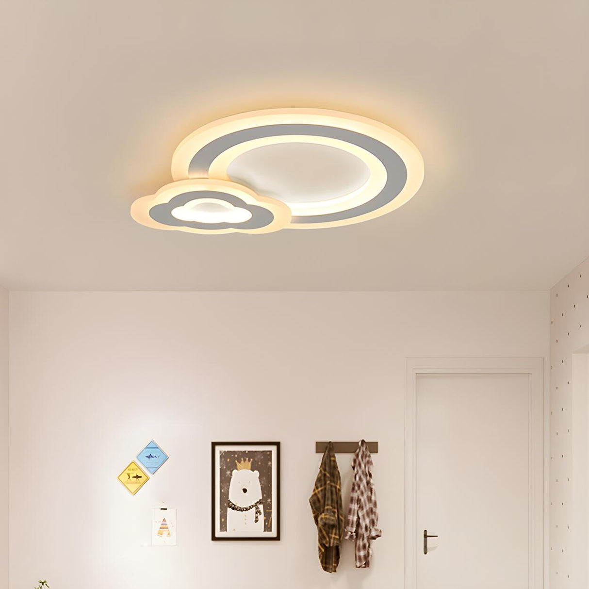 Bedroom Small White Star LED Flush Mount Ceiling Light Image - 8