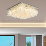 Bedroom Square Shell LED Flush Mount Ceiling Light Image - 2