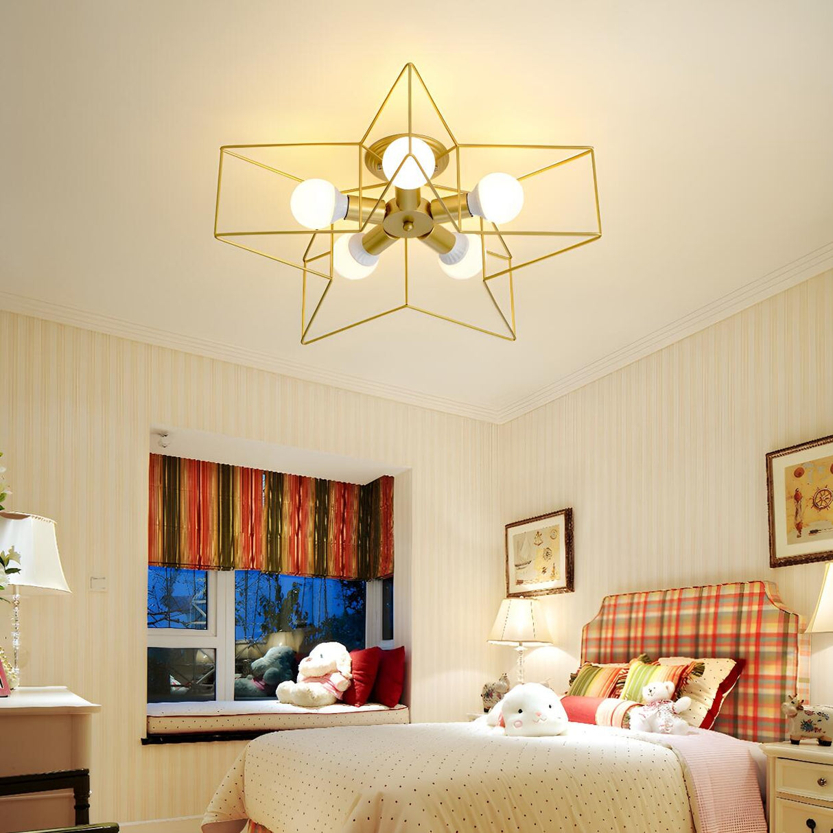 Bedroom Star Shaped Metal Flush Mount Light 5-Light Image - 4