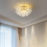 Bedroom Starburst Gold Crystal Semi-Flush Mount Light Image - 1