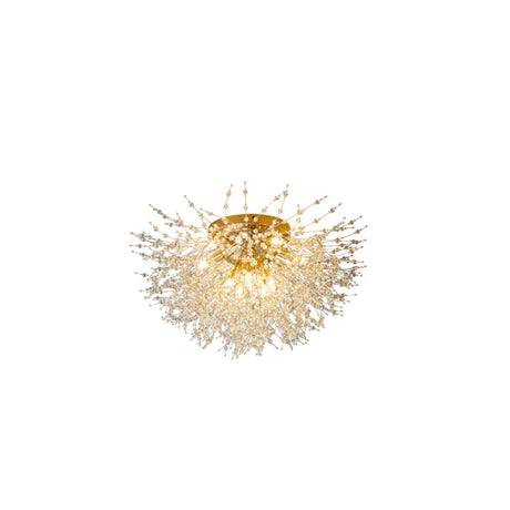 Bedroom Starburst Gold Crystal Semi-Flush Mount Light Image - 2