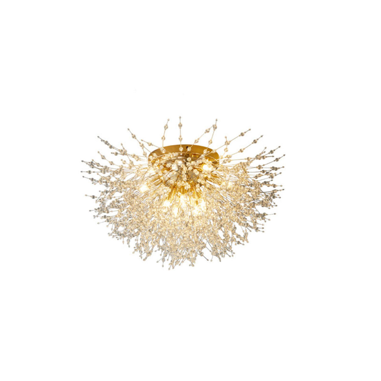 Bedroom Starburst Gold Crystal Semi-Flush Mount Light Image - 3