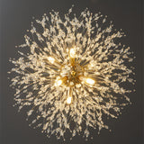 Bedroom Starburst Gold Crystal Semi-Flush Mount Light Image - 6