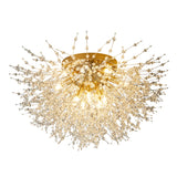 Bedroom Starburst Gold Crystal Semi-Flush Mount Light Image - 7