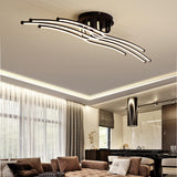  Bedroom Strip Curved LED Semi-Flush Mount Ceiling Light Image - 3