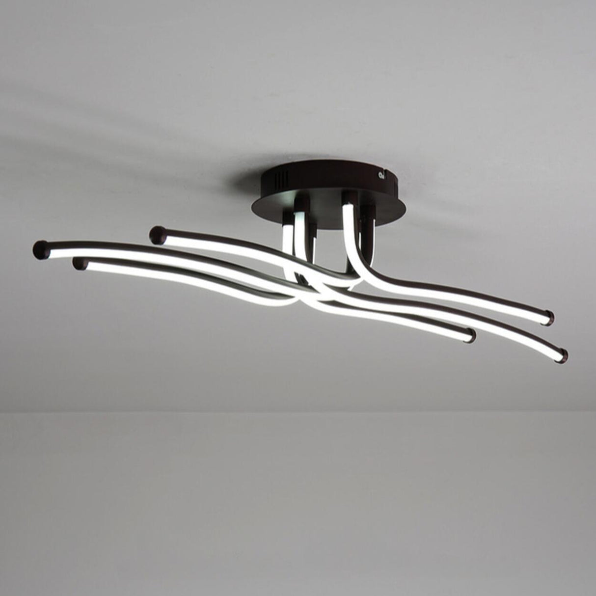  Bedroom Strip Curved LED Semi-Flush Mount Ceiling Light Image - 9