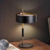 Bedroom Stylish Black Cylinder Metal Shade Table Lamp Image - 10