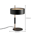 Bedroom Stylish Black Cylinder Metal Shade Table Lamp #size