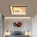 Bedroom Stylish Black-White Square LED Flush Mount Lamp Image - 2