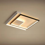 Bedroom Stylish Black-White Square LED Flush Mount Lamp Image - 5