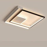 Bedroom Stylish Black-White Square LED Flush Mount Lamp Image - 7