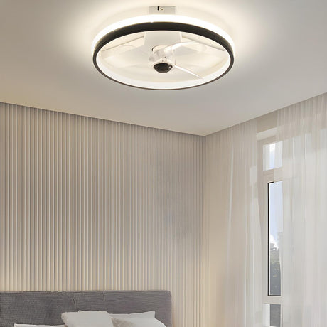 Bedroom Stylish Circular Ceiling Fan With LED Light Image - 2