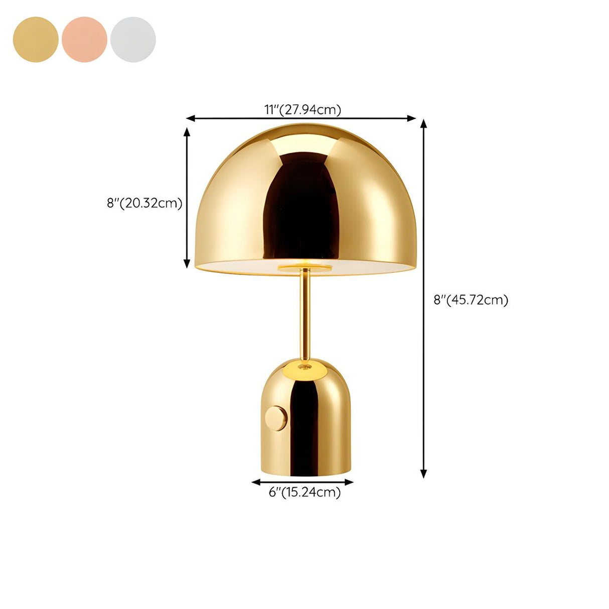 Bedroom Stylish Dome-Shaped Modern Metal Table Lamp 