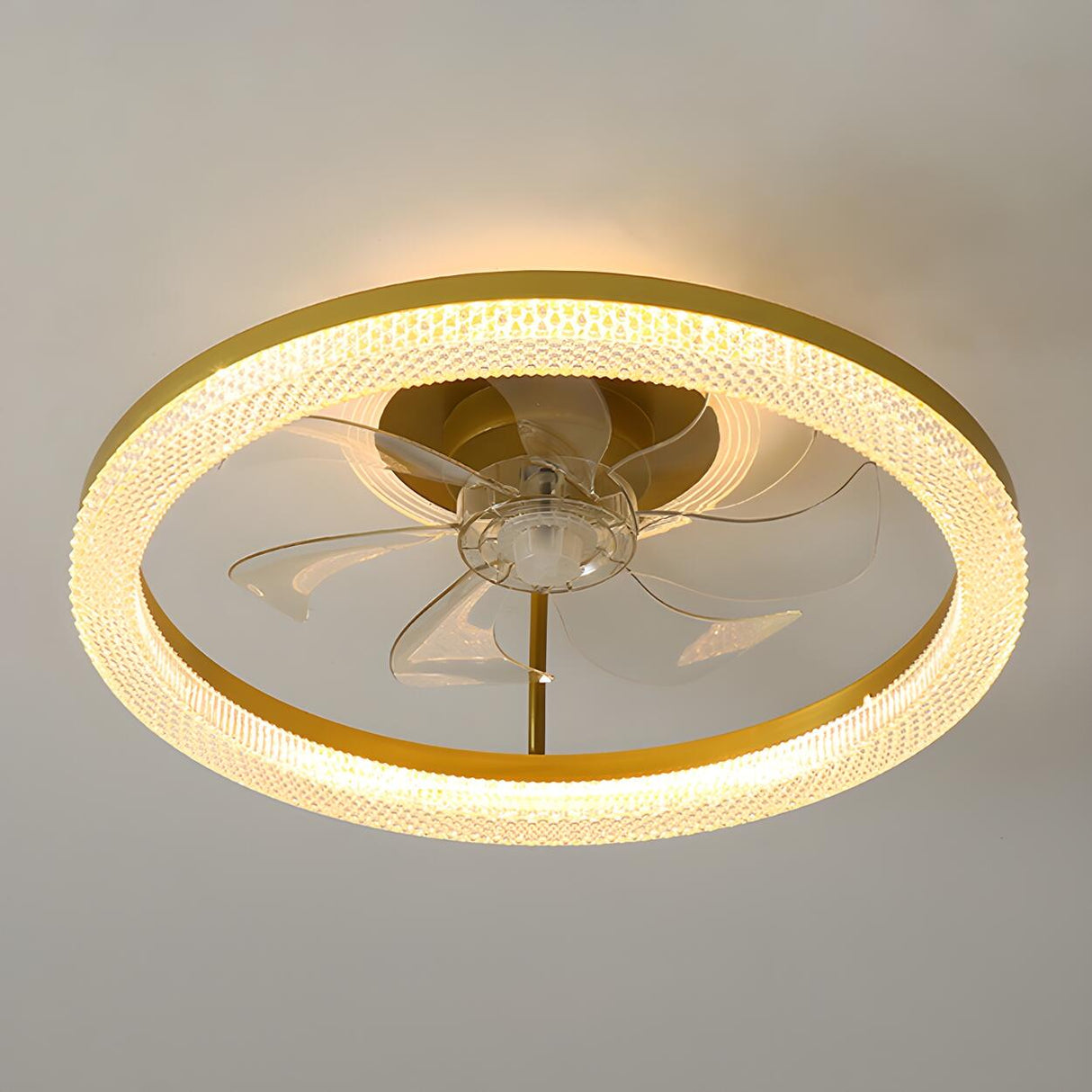 Bedroom Stylish Gold Circle LED Ceiling Fan with Light Image - 11