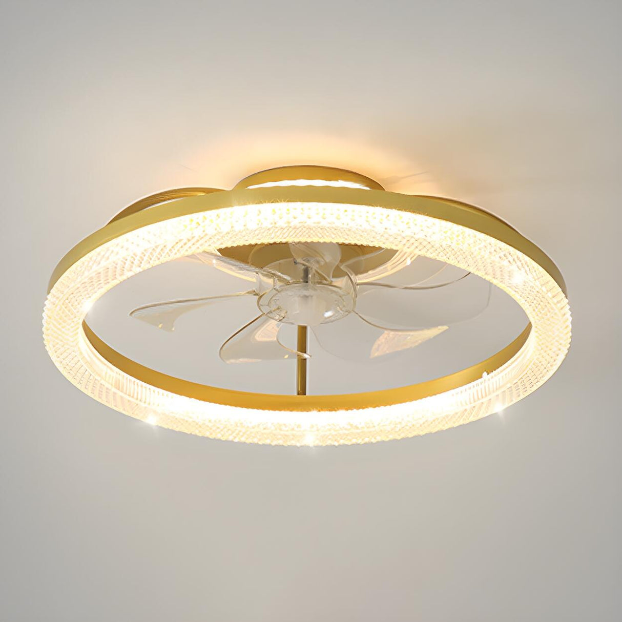 Bedroom Stylish Gold Circle LED Ceiling Fan with Light Image - 12