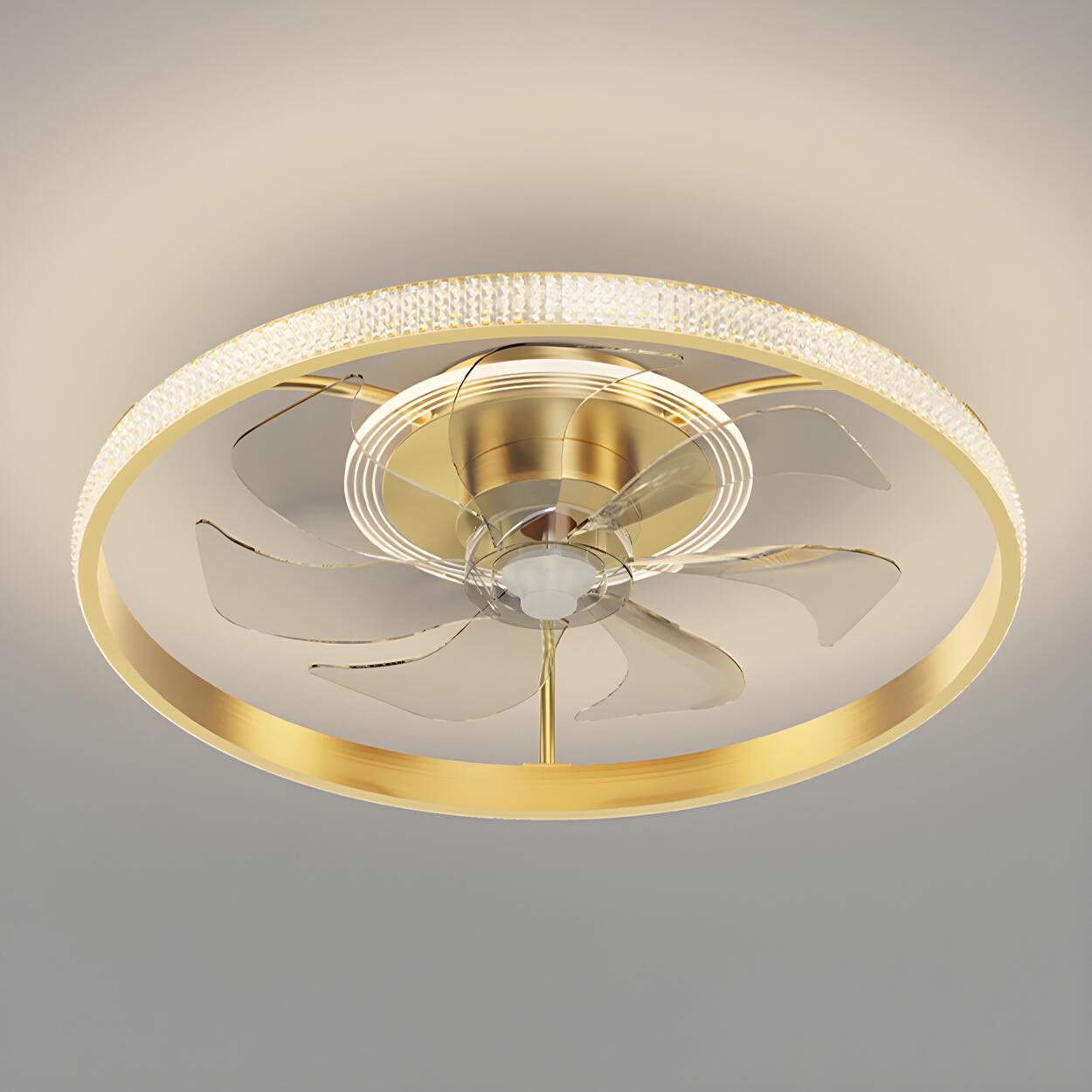 Bedroom Stylish Gold Circle LED Ceiling Fan with Light Image - 2