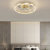 Bedroom Stylish Gold Circle LED Ceiling Fan with Light Image - 20