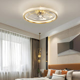 Bedroom Stylish Gold Circle LED Ceiling Fan with Light Image - 21