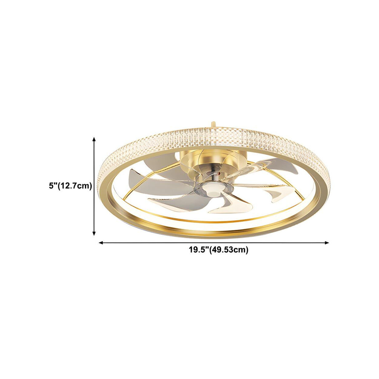 Bedroom Stylish Gold Circle LED Ceiling Fan with Light Image - 26