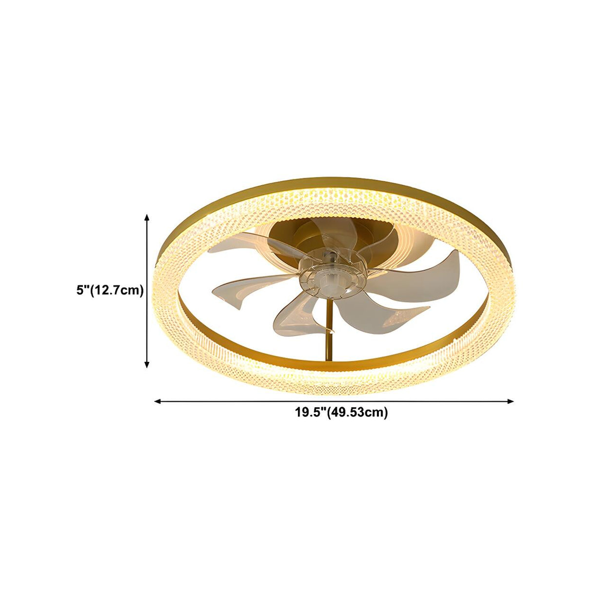 Bedroom Stylish Gold Circle LED Ceiling Fan with Light Image - 27