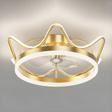 Bedroom Stylish Gold Circle LED Ceiling Fan with Light Image - 7