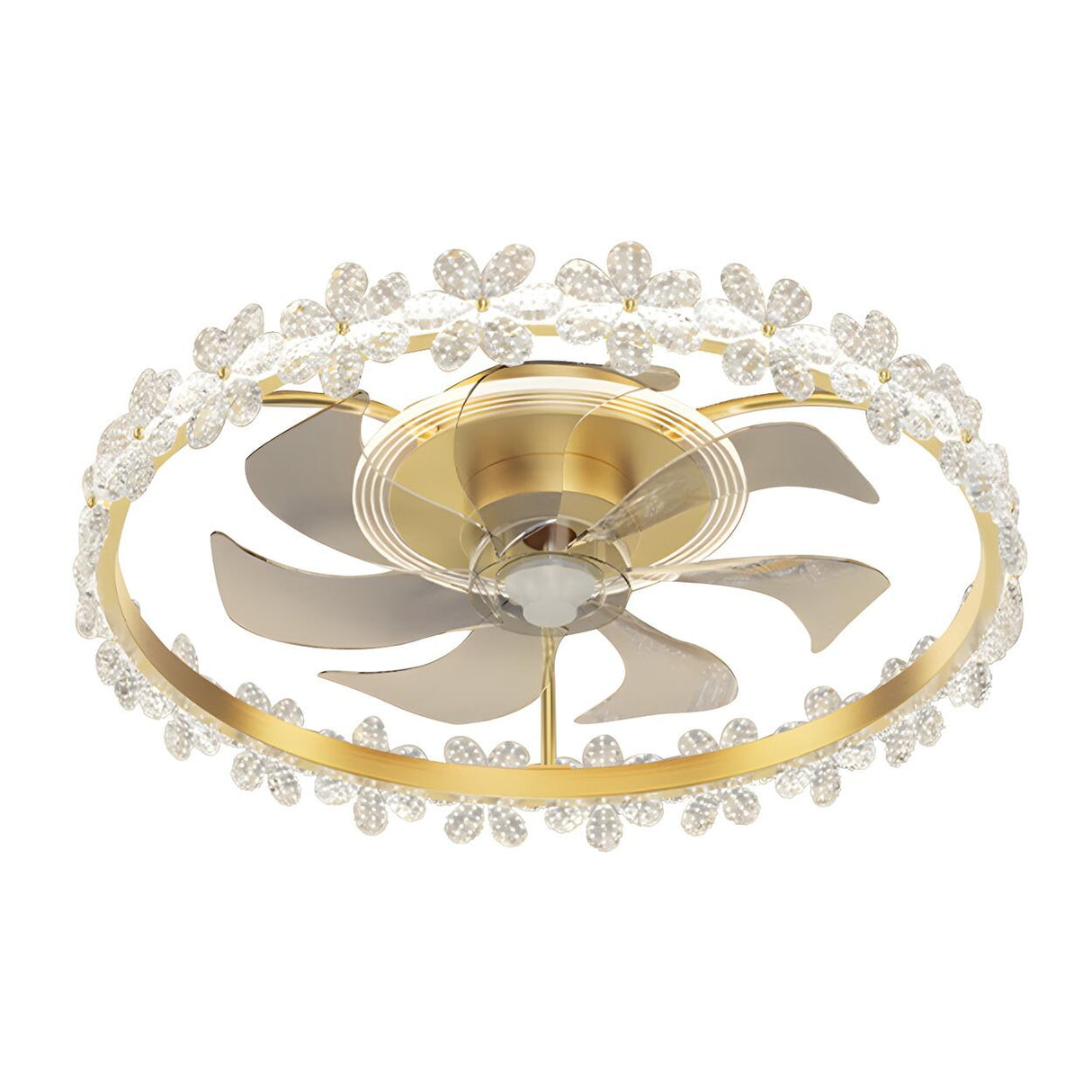 Bedroom Stylish Gold Circle LED Ceiling Fan with Light Image - 9