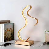 Bedroom Stylish Simple Gold Wave Metal LED Table Lamp Image - 1