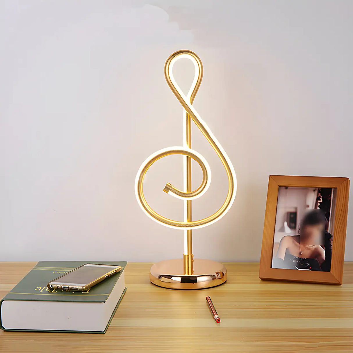 Bedroom Stylish Simple Gold Wave Metal LED Table Lamp Image - 17