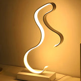 Bedroom Stylish Simple Gold Wave Metal LED Table Lamp Image - 3