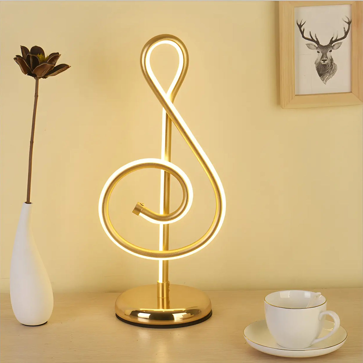 Bedroom Stylish Simple Gold Wave Metal LED Table Lamp Image - 9