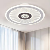 Bedroom Stylish White Round Ceiling Fan with LED Light Image - 1