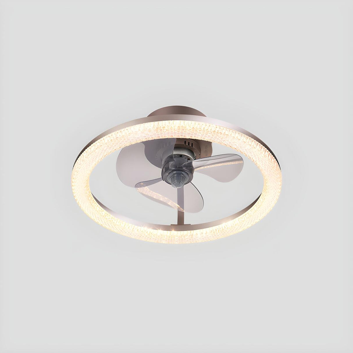 Bedroom Stylish White Round Ceiling Fan with LED Light Image - 11